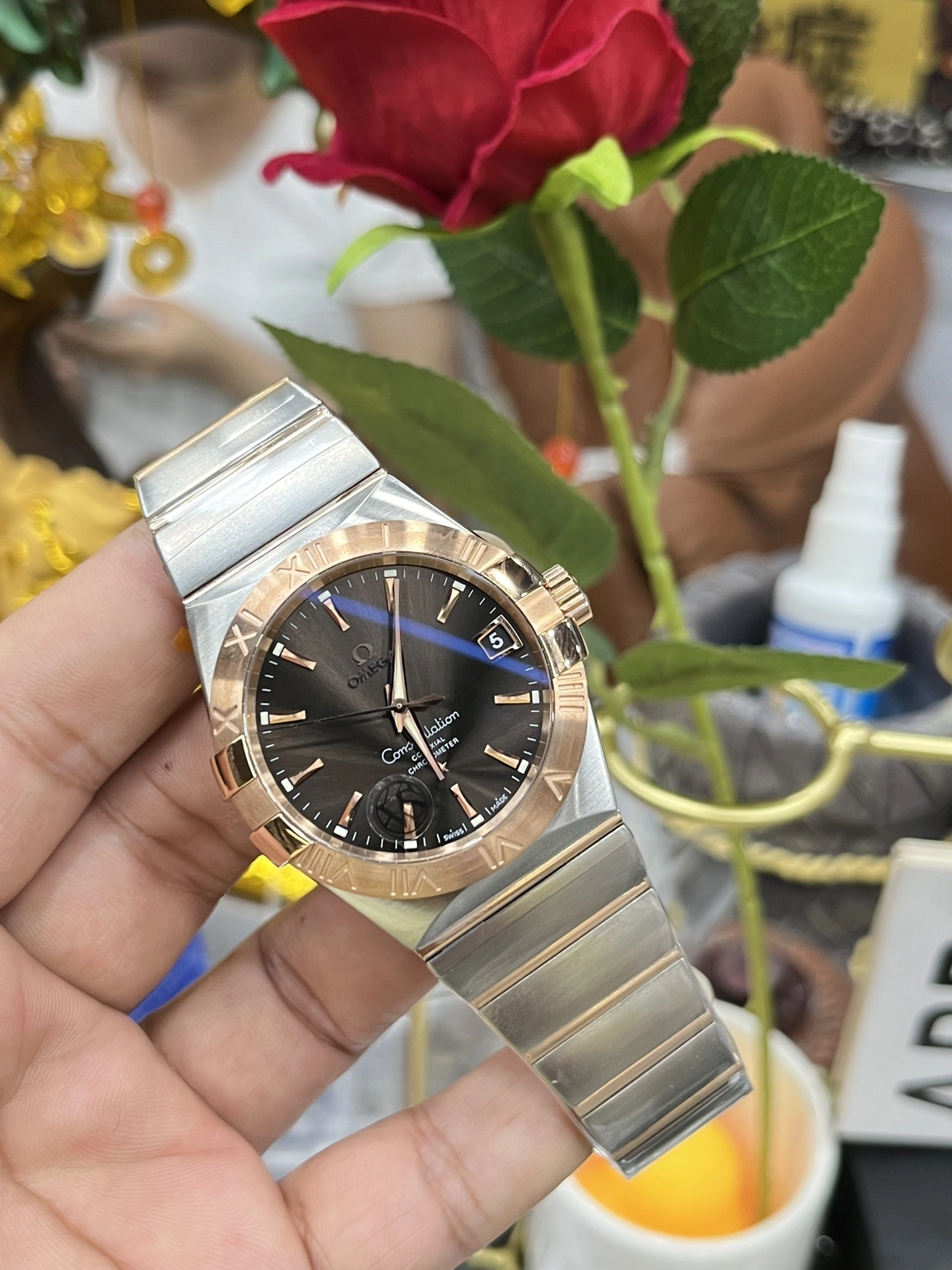 Comfortable CBD Factory Omega Constellation Co-Axial 38mm Two-Tone Sedna Gold Brown Dial (123.20.38.21.13.001) 1:1 Super Clone -DD8500 Movement 309
